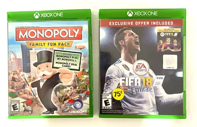 Lote de 2 Juegos Xbox One FIFA 18/Monopoly Family Fun Pack Foto 1 de 2