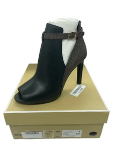 Michael Kors Lawson Open Toe Heeled Bootie Black/Brown Size 8 - Picture 1 of 8