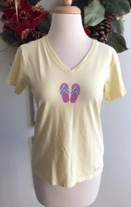 Life Is Good Yellow Tee Shirt Size Small Flip-flop Detail - Bild 1 von 6