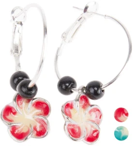 Cute Tropical TIKI Flower BLUMEN Ohrhänger OHRRINGE Rockabilly - Bild 1 von 5