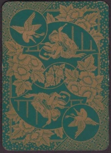 Playing Cards Single Card Old Antique Wide Lacquer BOY DRUMMER CRANE BIRD Art C  - Picture 1 of 3