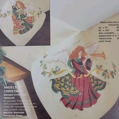 HTF Tablecloth X Stitch Kit Stamped 60" Round XMAS 83318 - Image 1 of 4