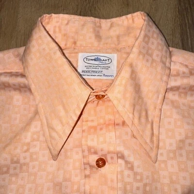 Camisa Towncraft De Colección Años 60 Disco Hippy Cuello Daga Naranja Pennes Mediana Hombres 15.5 Foto 1 de 4