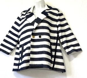 Retro Knit Jacket Plus 2 Navy/White Candace Stripe 3/4 Sleeve Chicos Zenergy - Picture 1 of 14