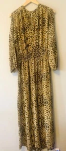 Natasha Women’s Animal Print Boho Maxi Dress Size M Leopard Cold Shoulder - Picture 1 of 8