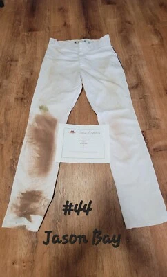 New York Mets Juego Usado Deportes Recuerdos Jason Bay Juego Usado Pantalones Blancos Foto 1 de 3