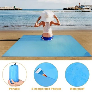 Picnic Blanket Beach Mat Sandproof Waterproof Camping Blanket Portable Travel - Picture 1 of 18