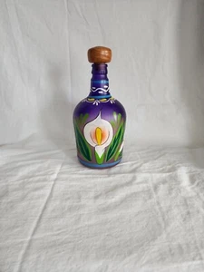 Mexikanische südwestliche handbemalte blaue Dekanterflasche Calla Lillie - Bild 1 von 11