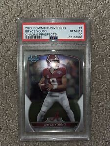 BRYCE YOUNG 2022 Bowman Chrome University Football Rookie RC #1 PSA 10