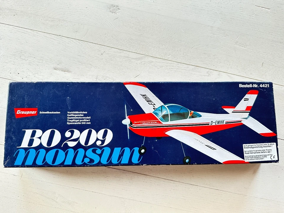 Graupner 4421 Bo 209 Monsun Gummimotormodell Rarität Vintage - Bild 1 von 4