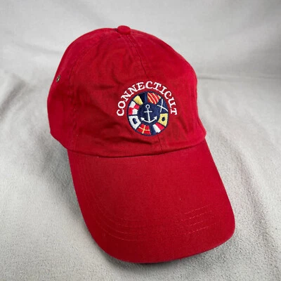 Gorra Connecticut Hombres OS Roja Informal Correa Gorra Estado Yunque Exterior Foto 1 de 4