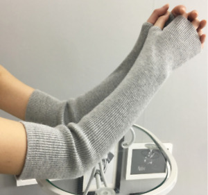 Womens Mitten Gloves Arm Warmer Cashmere Knitted Soft Long Fingerless Gloves US