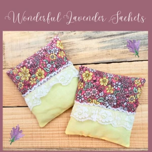 Lavender Sachets Fragrant French Organic Lavender Set 2 Handmade Women's Gifts - Picture 1 of 1