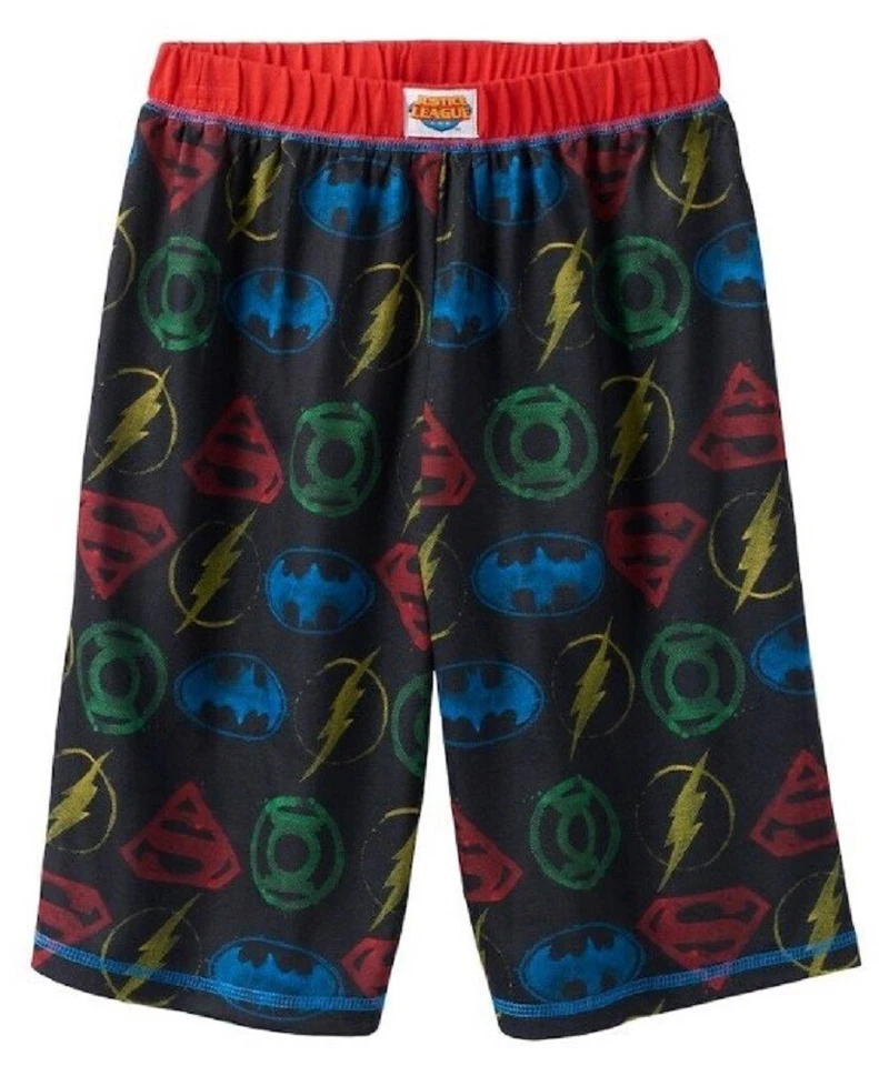 JUSTICE LEAGUE PAJAMA Lounge SHORTS Sleepwear BATMAN SUPERMAN Boys 8 NWT  - Image 1 of 1