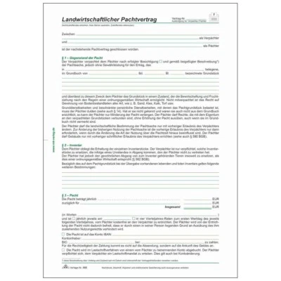 RNK-VERLAG RNK Pachtvertrag A4 555 für landwirtschaftliche Flächen, 4 Blatt