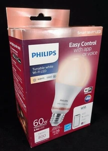Philips 60-Watt Equivalent Tunable Smart Wi-Fi LED Medium Base Light Bulb, NIB - Picture 1 of 9