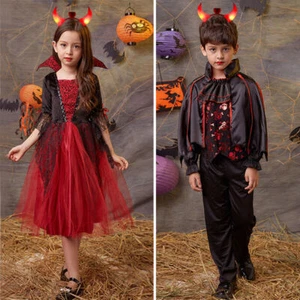 Kids Boys Girls Vampire Costume Halloween Carnival Cosplay Fancy Dress Outfit - Picture 1 of 10