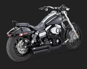 Vance Hines Twin Slash 3" Slip On Muffler Exhaust Black Dyna Fat Bob 08-17 - Picture 1 of 8