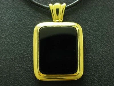 900 Ciondolo IN Argento con Onice Ricoperto / Placcato Oro / Vero Argento / 8,3g - Immagine 1 di 4