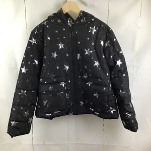 Live Well Active Women’s Black With Silver Star Hooded Puffer Jacket Sz. M - Picture 1 of 11