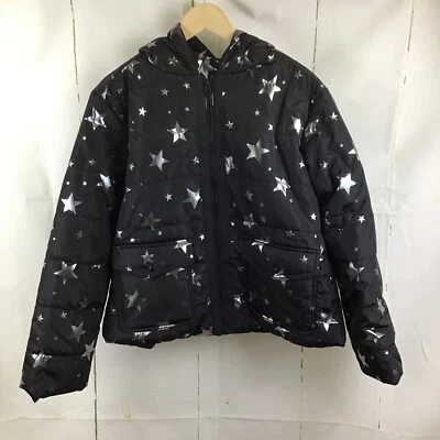 Live Well Active Women’s Black With Silver Star Hooded Puffer Jacket Sz. M - Image 1 of 4