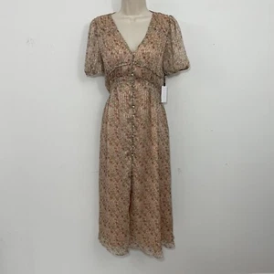 ASTR the Label Midikleid Gr. XS Blumen Bauern Prärie fließend Knopfleiste - Bild 1 von 11