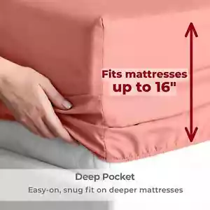Full Fitted Sheet 16” Extra Deep Pocket Elastic Bed Sheets Twin Full King Queen - Picture 1 of 105