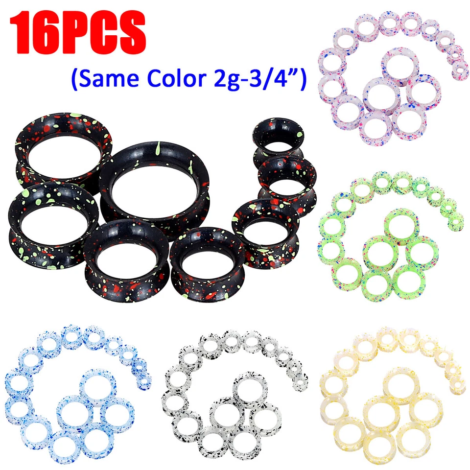 Kit macio de peles de orelha de silicone 16 peças plugues expansores de túnel 2G-3/4"" - Imagem 1 de 4