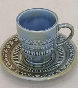 Wade Irish Green/Blue Demitasse Cup & Saucer Made in Ireland - Picture 1 of 4