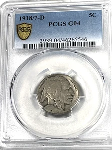 1918/7 - D Buffalo Nickel: PCGS G04 - Bild 1 von 4