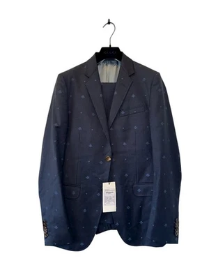 Traje de Lana Gucci Abeja Bordada 46R Nuevo con Etiquetas Gris 2 Piezas Hecho en Italia - Nunca Usado Foto 1 de 4