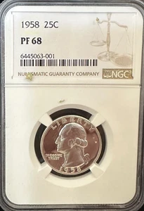 1958 Proof Washington Quarter 25c - NGC GRADED PF68 - Picture 1 of 1