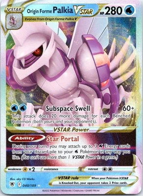 Origin Forme Palkia VSTAR Ultra Rare SWSH10: Astral Radiance 040/189 LP - Image 1 of 2