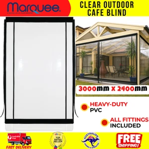 Marquee 300 x 240cm Clear Heavy Duty PVC Cafe Style Outdoor Blind Bistro Patio - Picture 1 of 9