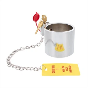 King Pin Lock Heavy Duty, Steel, With 12" Warning Tag - Picture 1 of 6