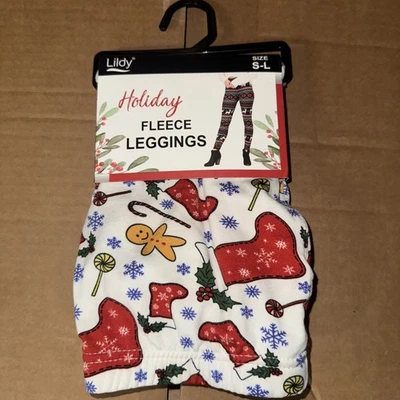 Leggings de lana Lildy Holiday talla S-L gris naranja patrón de reno Foto 1 de 2