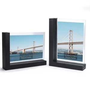 2 Pack 5x7 Picture Frames Made of Black Wooden L-shaped Base with Glass, Doub... - Picture 1 of 7