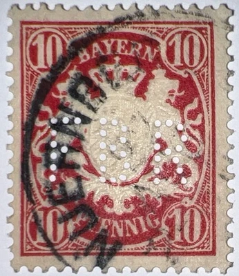 Travelstamps: Germany Bavaria Bayern Stamps - 10pf Used Handstamped - Image 1 of 4