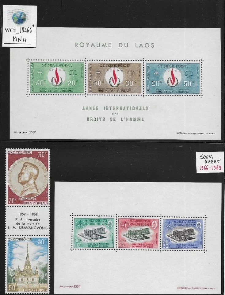 WC1_18466*. LAOS. Beautiful group of 1966-1969 souv. sheets. MNH - Image 1 of 1