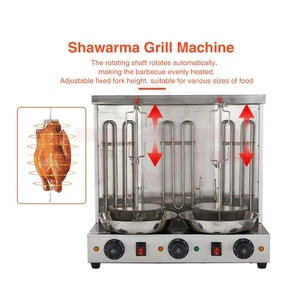 Kebab Shawarma Grill Machine Electric or Gas Chicken Doner Gyros Grill 2 Burners - Foto 1 di 14