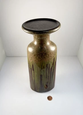 🏺 Jarrón de piso grande/portavelas esmalte metálico por goteo Apropos Home Collection Foto 1 de 4