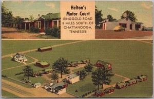 CHATTANOOGA, Tennessee Postcard "HELTON'S MOTOR COURT" Highway 41 / MWM Linen - Picture 1 of 2