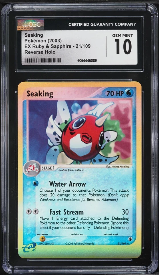 CGC 10 - 2003 Pokemon Ruby & Sapphire Seaking Reverse Foil 21/109 - Image 1 of 1
