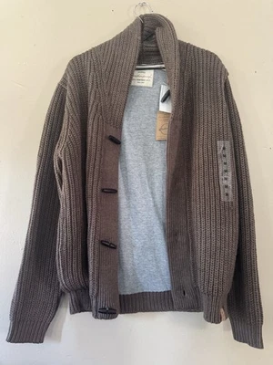 NUEVO CÁRDIGAN SUÉTER TEJIDO CABLE CUELLO CHAL VINTAGE RESISTENTE A LA INTEMPERIE PARA HOMBRE M $100 Foto 1 de 4