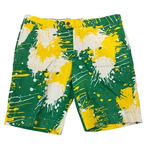 Loudmouth Herren Größe 38 grün/gelb Farbspritzer 10,5" Schrittlänge Golfshorts euc - Bild 1 von 5