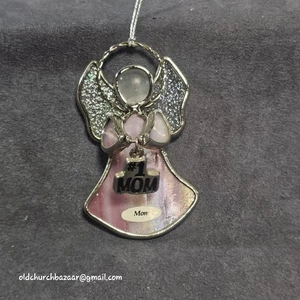 GANZ Stained Glass Angel Ornament Sun Catcher MOM Charm Iridescent Wings 2.75" - Picture 1 of 6