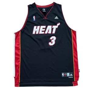 Vintage Miami Heat Dwyane Wade Trikot Erwachsene XL +2 schwarz Adidas NBA Y2K - Bild 1 von 9
