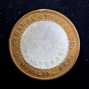 RARE - R10 Florida lumber token - Central Cypress Co., 25¢, Centralia, Fla. - Picture 1 of 2
