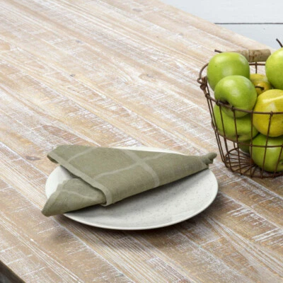 JULIE Olive PLAID Napkins Set of 6 18x18 Cotton/Linen Blend Windowpane Plaid VHC - Image 1 of 4