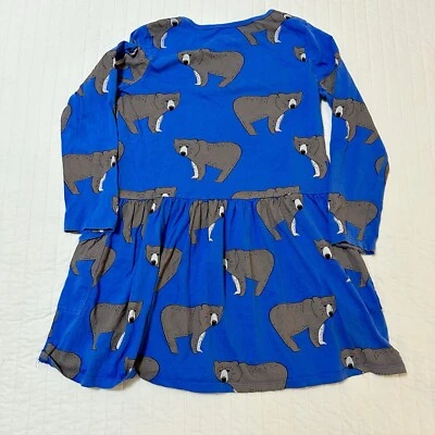 Tea Collection Bears Lair Printed Long Sleeve Dress Imperial Blue Girl’s Size 12 - Image 1 of 4